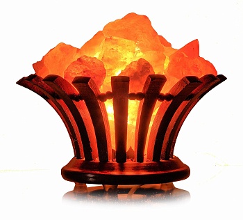 Солевая лампа в деревянной корзине Ваза Himalayan Salt Lamp Wooden Basket Flower Bowl