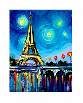 Алмазная мозаика картина стразами Эйфелева башня, 15х20 см Алмазная мозаика картина стразами Эйфелева башня, 15х20 см