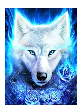 Алмазная мозаика картина стразами Белый волк с розой, 15х20 см Алмазная мозаика картина стразами Белый волк с розой, 15х20 см