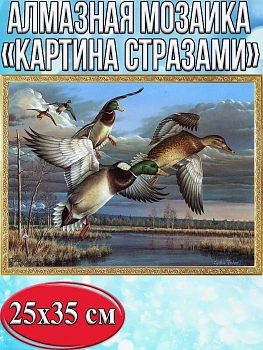 Алмазная мозаика картина стразами Летящие утки, 30х40 см