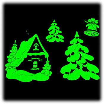 00011798 Новогодние фосфорные наклейки на окна, 27х21 см